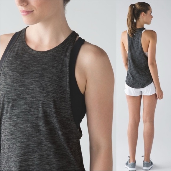 Lululemon Sweat Date Heathered Grey Athletic Tank Top Shirt Running Fitness Gym - Picture 2 of 7